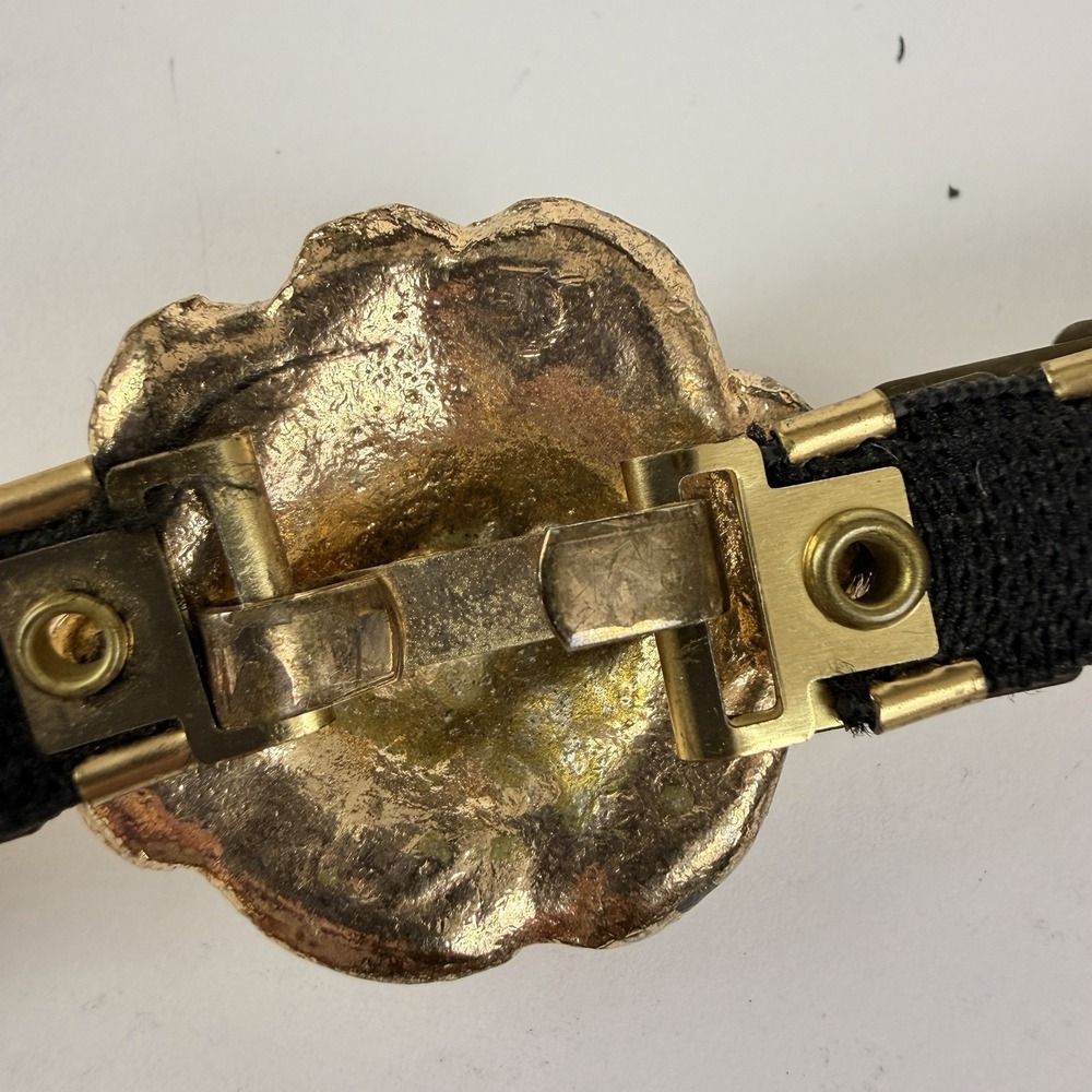 Vintage Gold Stretch Belt Rose Buckle Retro Boho Disco Glam Waist - Picture 10 of 11